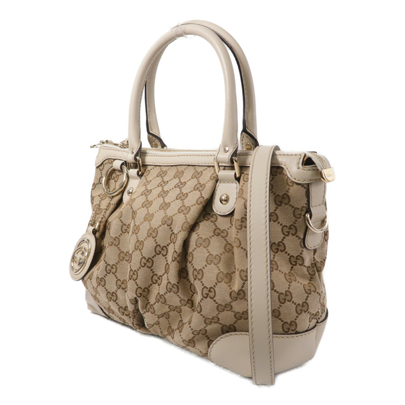 GUCCI 牛皮皮革/帆布2 Way Shoulder手挽肩背兩用袋-2