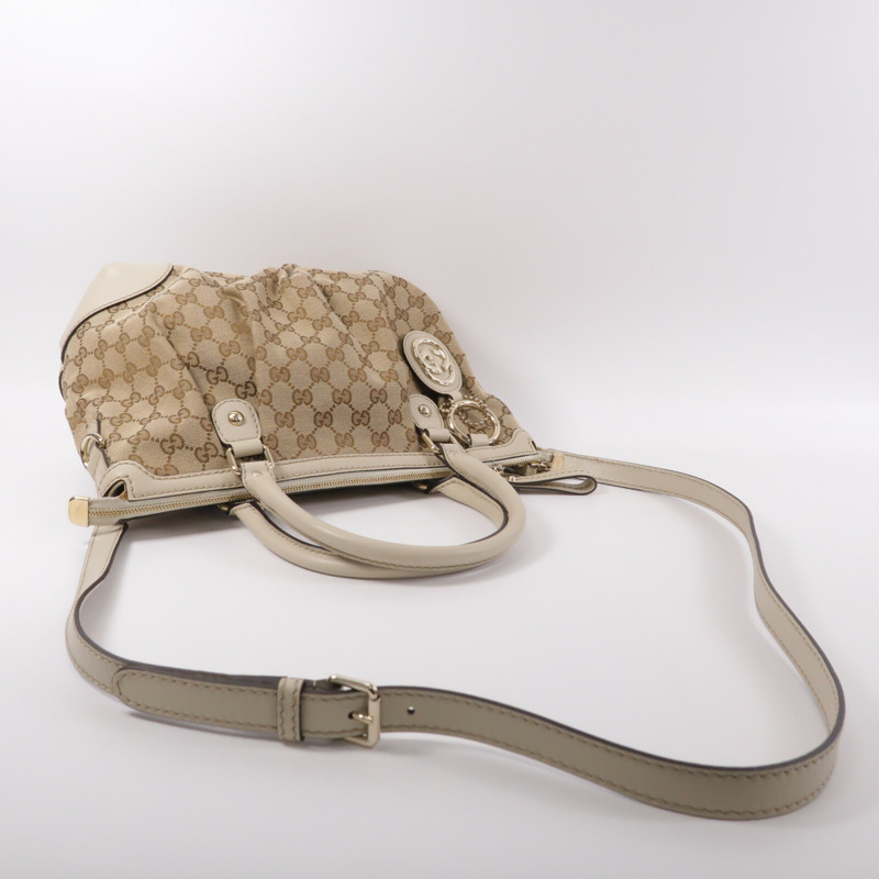 GUCCI 牛皮皮革/帆布2 Way Shoulder手挽肩背兩用袋-8