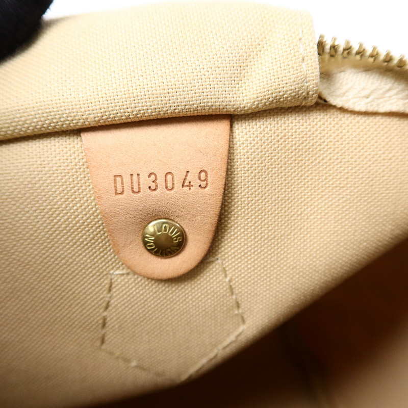 LOUIS VUITTON Damier Azur Speedy 30金扣手挽袋白色-7