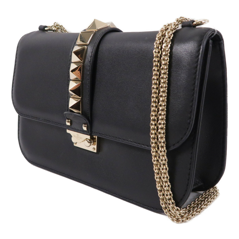 Valentino 牛皮皮革Rockstud Glam Lock鏈帶肩背袋-2