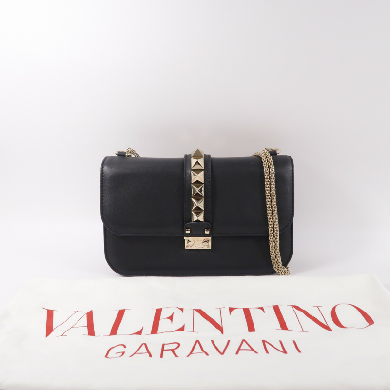 Valentino 牛皮皮革Rockstud Glam Lock鏈帶肩背袋-8