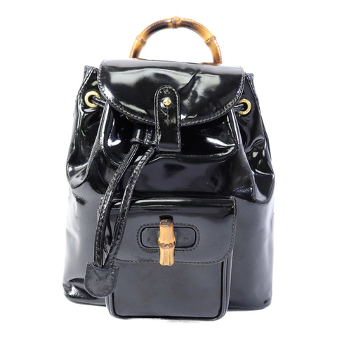GUCCI 漆皮皮革Mini Bamboo Backpack背包