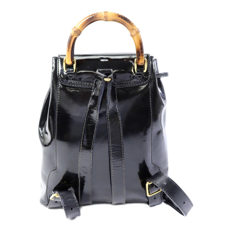 GUCCI 漆皮皮革Mini Bamboo Backpack背包-1