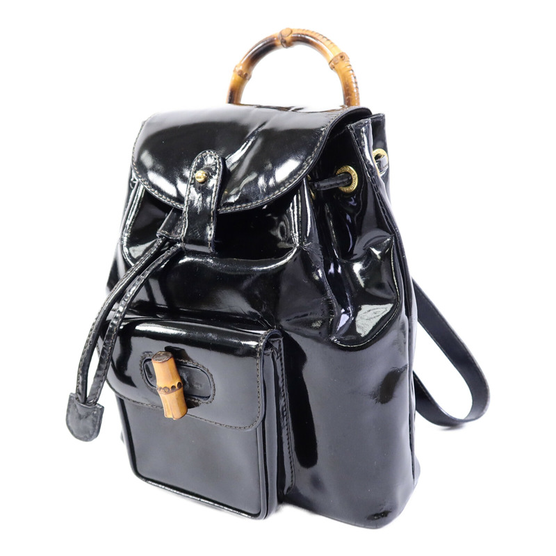 GUCCI 漆皮皮革Mini Bamboo Backpack背包-2