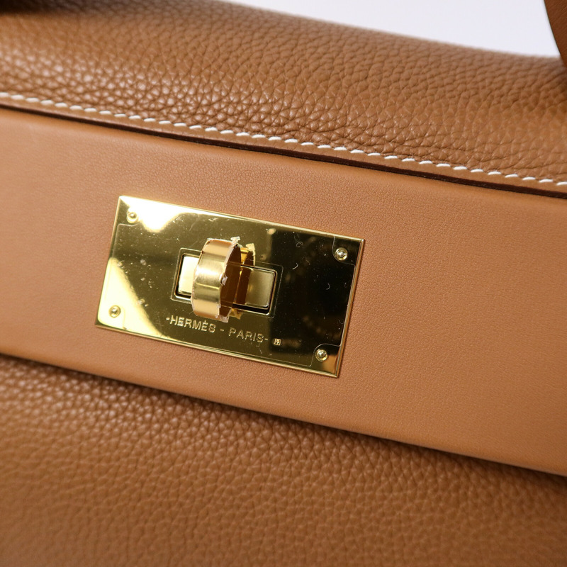 HERMES Clemence皮革24/24 29cm手挽肩背兩用袋Gold-6