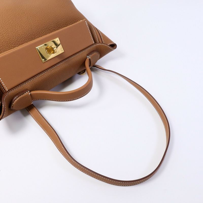 HERMES Clemence皮革24/24 29cm手挽肩背兩用袋Gold-8