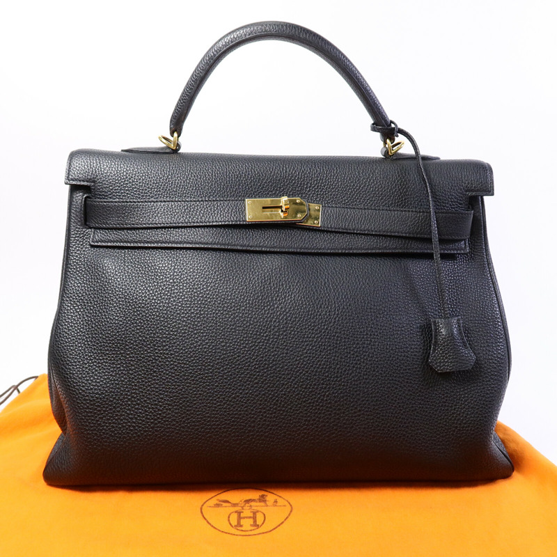 HERMES Togo皮革Kelly40手挽袋Noir-9