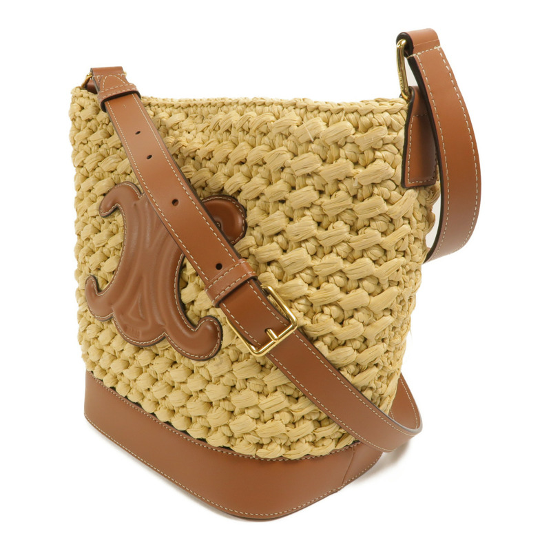 CELINE Raffia/牛皮皮革Small Bucket Cuir Triomphe肩背袋-2