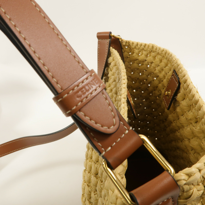 CELINE Raffia/牛皮皮革Small Bucket Cuir Triomphe肩背袋-14