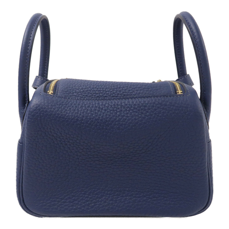 HERMES Clemence皮革Mini Lindy手挽肩背兩用袋Bleu De Prusse-1