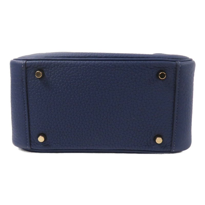 HERMES Clemence皮革Mini Lindy手挽肩背兩用袋Bleu De Prusse-3