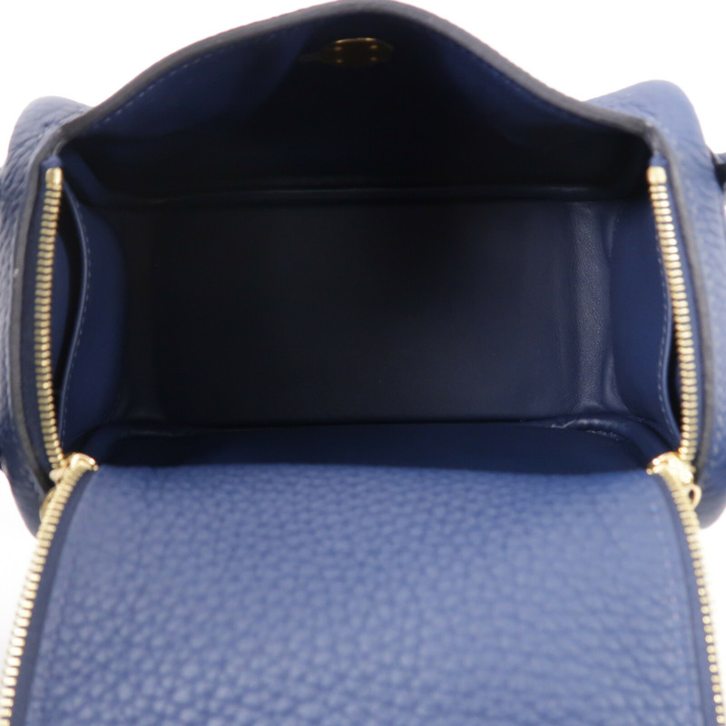 HERMES Clemence皮革Mini Lindy手挽肩背兩用袋Bleu De Prusse-4