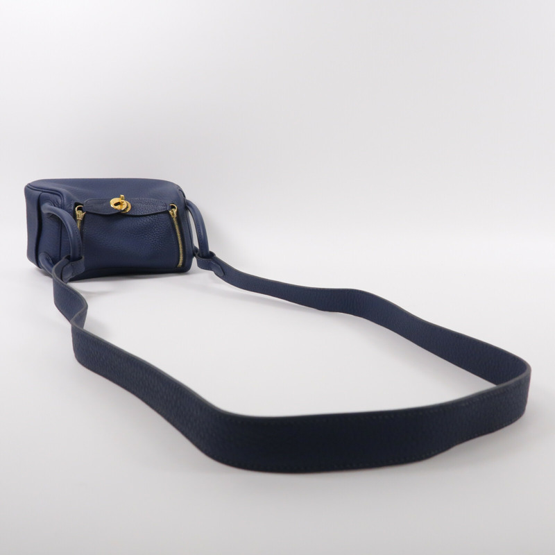 HERMES Clemence皮革Mini Lindy手挽肩背兩用袋Bleu De Prusse-8
