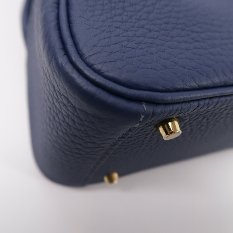 HERMES Clemence皮革Mini Lindy手挽肩背兩用袋Bleu De Prusse-9