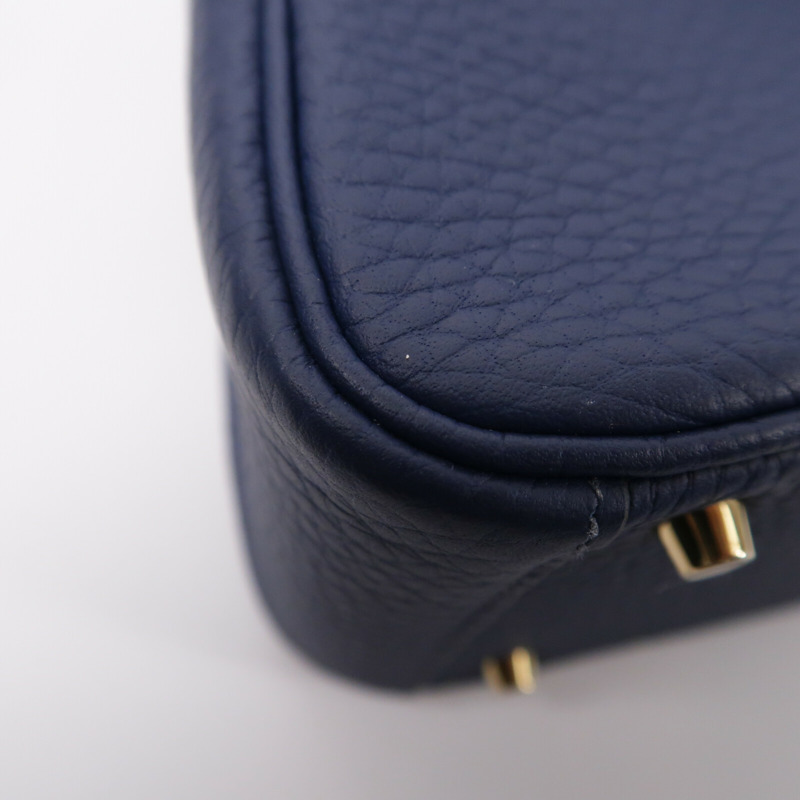 HERMES Clemence皮革Mini Lindy手挽肩背兩用袋Bleu De Prusse-11