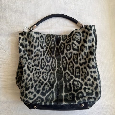 YSL 馬毛豹紋包 yves saint laurent Printed Ponyhair Roady Hobo