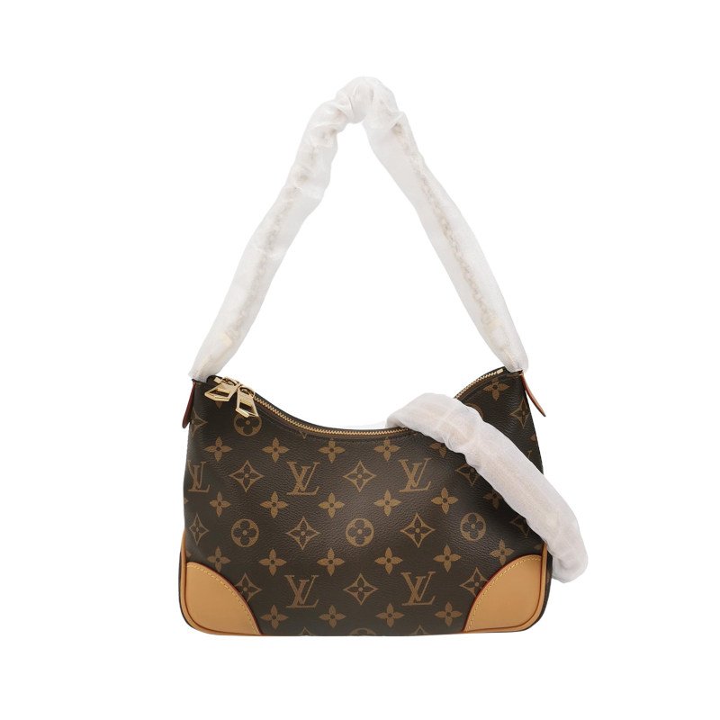 Louis Vuitton (LV) Boulogne小號植鞣革Monogram印花弧形包口牛角包單肩包芯片款-0