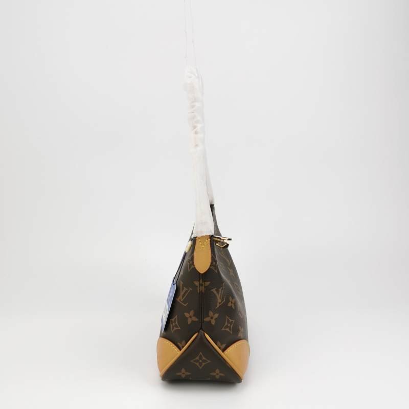 Louis Vuitton (LV) Boulogne小號植鞣革Monogram印花弧形包口牛角包單肩包芯片款-3