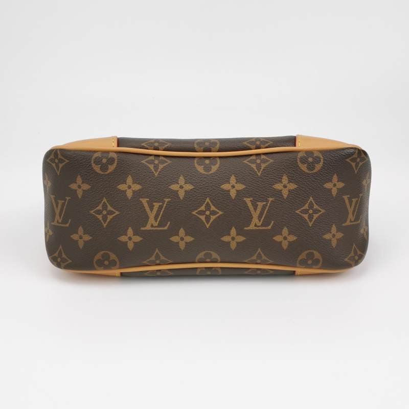 Louis Vuitton (LV) Boulogne小號植鞣革Monogram印花弧形包口牛角包單肩包芯片款-5