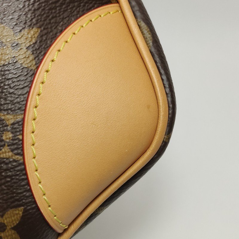 Louis Vuitton (LV) Boulogne小號植鞣革Monogram印花弧形包口牛角包單肩包芯片款-14