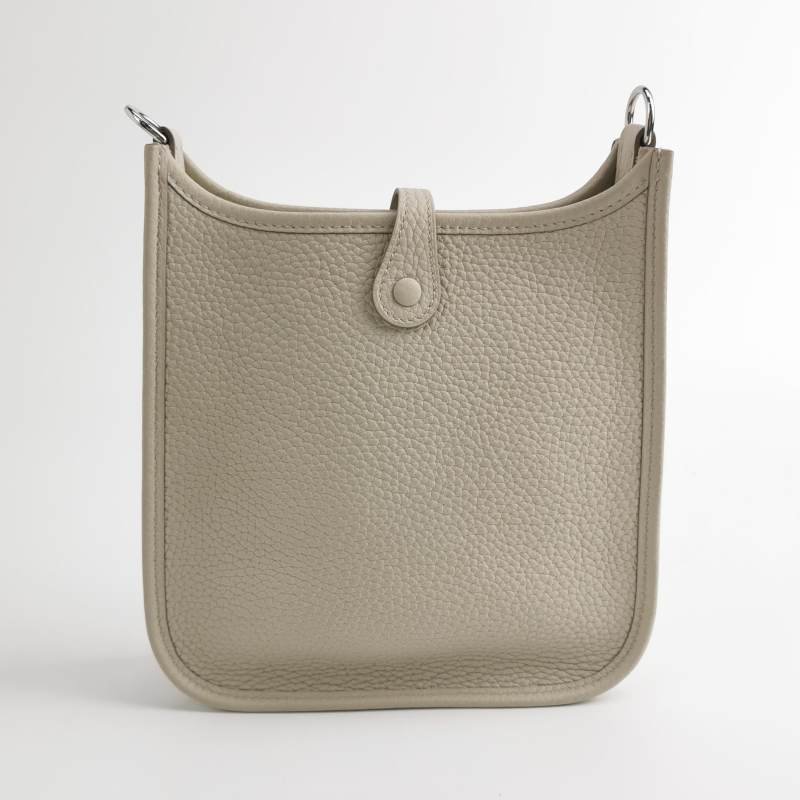 Hermes Evelyne16斜背包單肩包Clemence（TC）牛皮銀扣8L冰川白U刻-4
