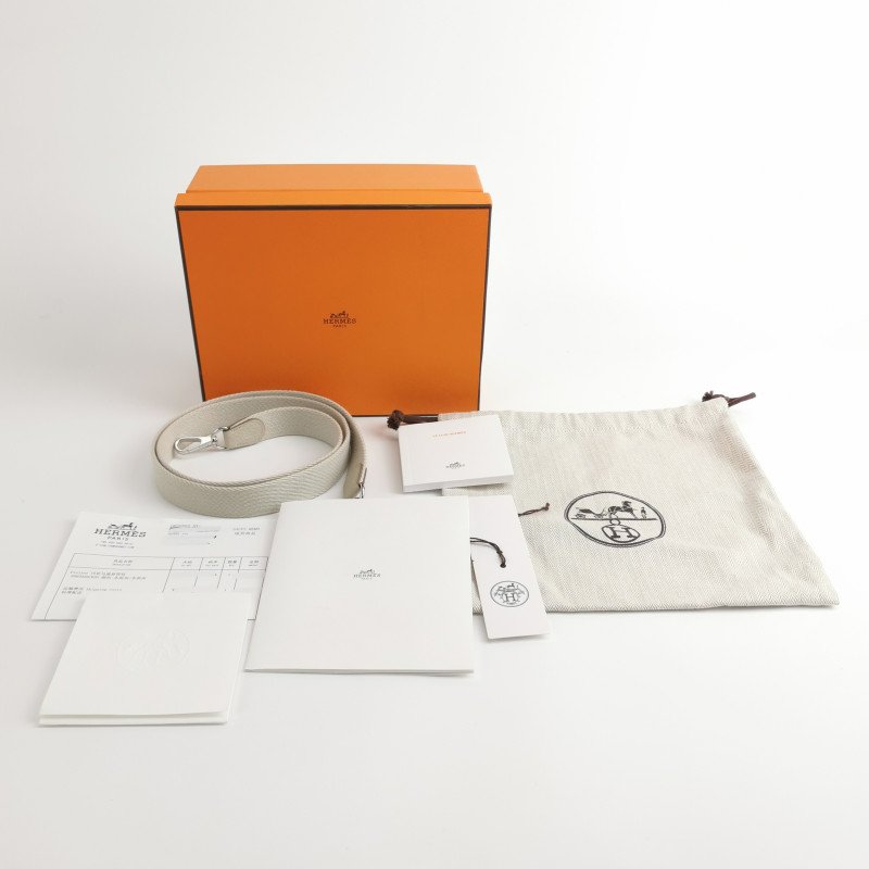 Hermes Evelyne16斜背包單肩包Clemence（TC）牛皮銀扣8L冰川白U刻-8