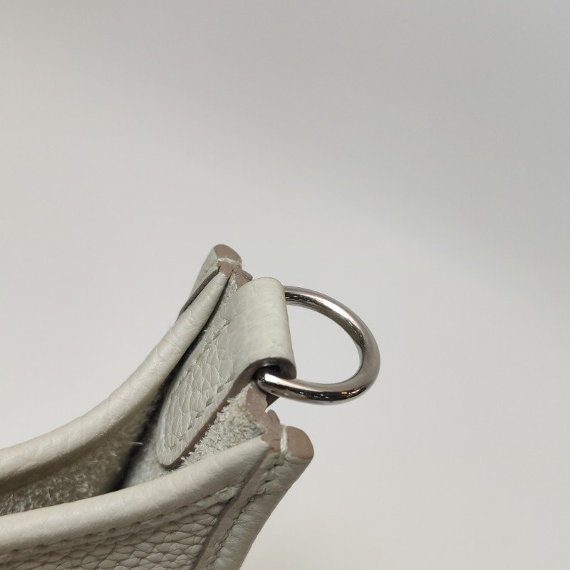 Hermes Evelyne16斜背包單肩包Clemence（TC）牛皮銀扣8L冰川白U刻-11