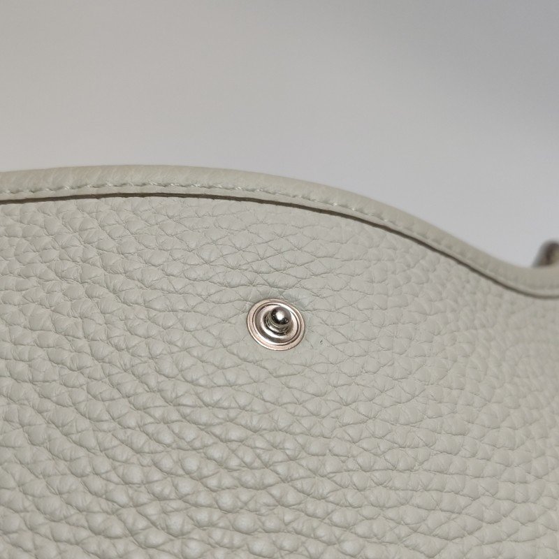 Hermes Evelyne16斜背包單肩包Clemence（TC）牛皮銀扣8L冰川白U刻-12