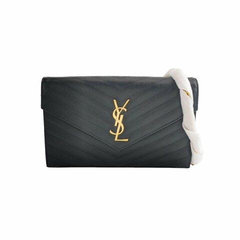 Saint Laurent Envelope牛皮純色V紋絎縫YSL標誌肩包肩包