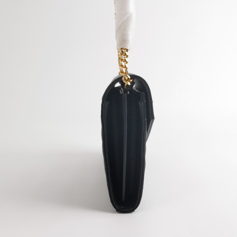 Saint Laurent Envelope牛皮純色V紋絎縫YSL標誌肩包肩包-3