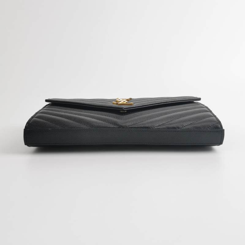 Saint Laurent Envelope牛皮純色V紋絎縫YSL標誌肩包肩包-5