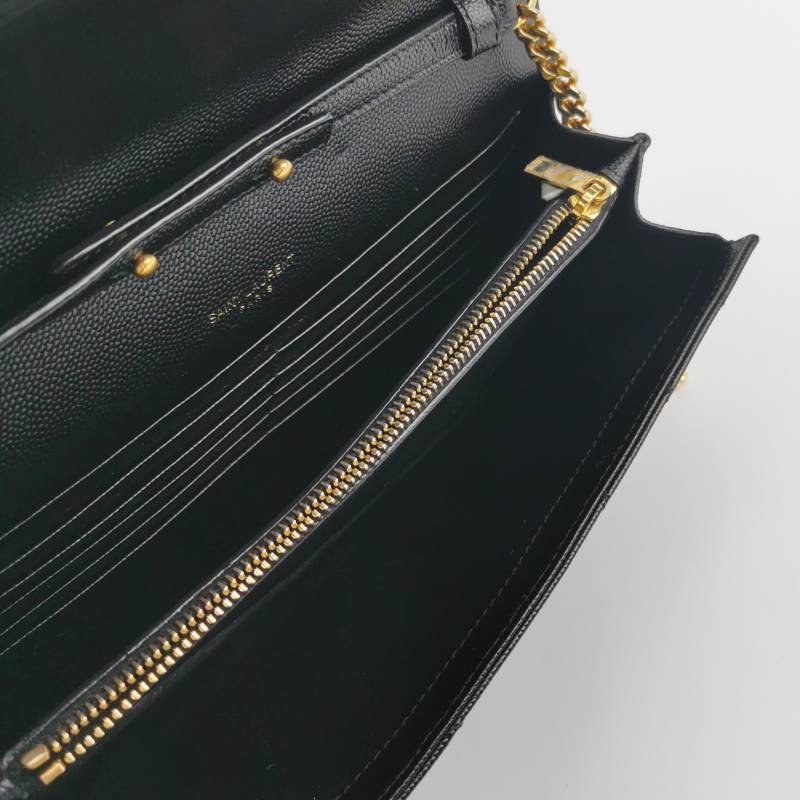 Saint Laurent Envelope牛皮純色V紋絎縫YSL標誌肩包肩包-6