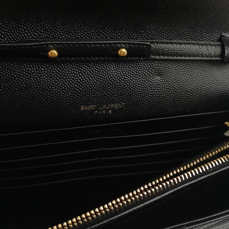 Saint Laurent Envelope牛皮純色V紋絎縫YSL標誌肩包肩包-7