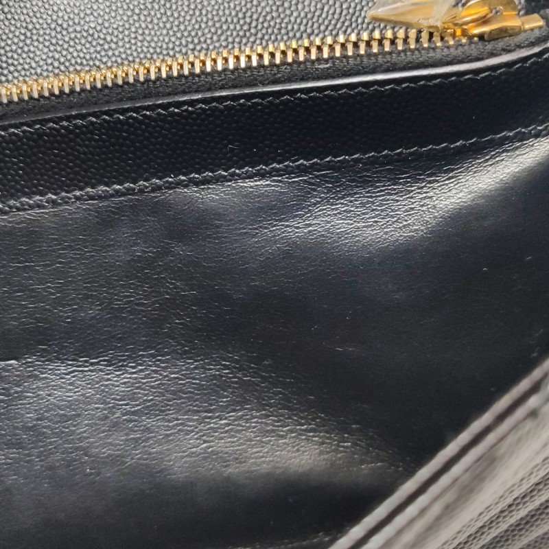 Saint Laurent Envelope牛皮純色V紋絎縫YSL標誌肩包肩包-8