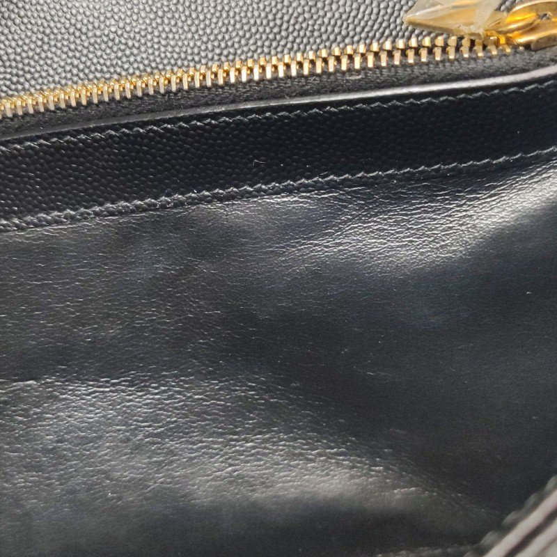 Saint Laurent Envelope牛皮純色V紋絎縫YSL標誌肩包肩包-16