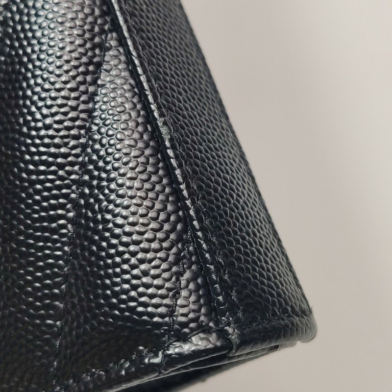 Saint Laurent Envelope牛皮純色V紋絎縫YSL標誌肩包肩包-18