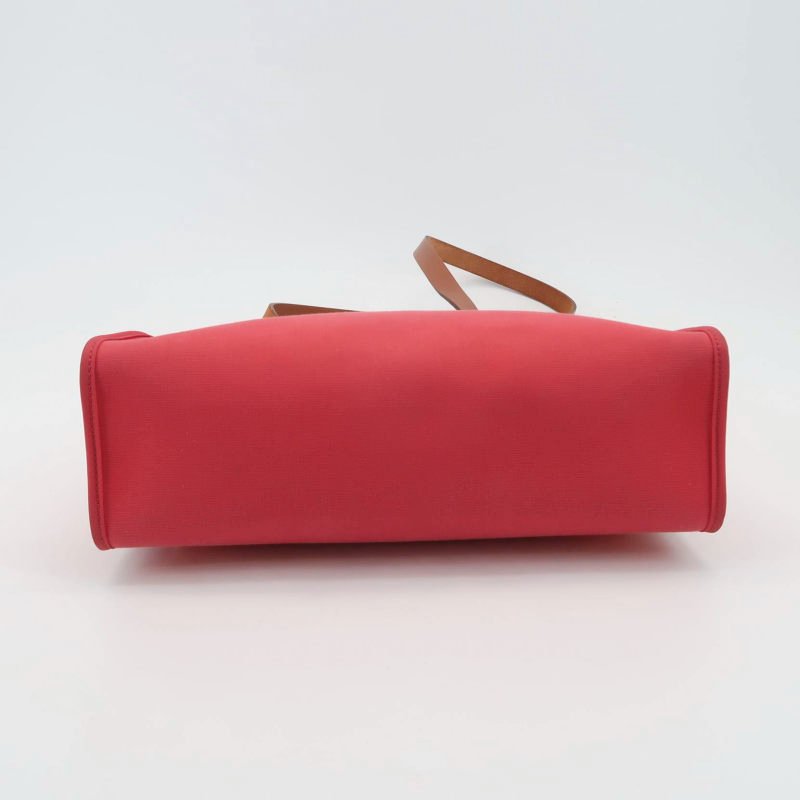 Hermes Herbag31馬鞍釘鎖釦子母包斜挎單肩包Hunter牛皮帆布銀扣粉色棕色C刻-5