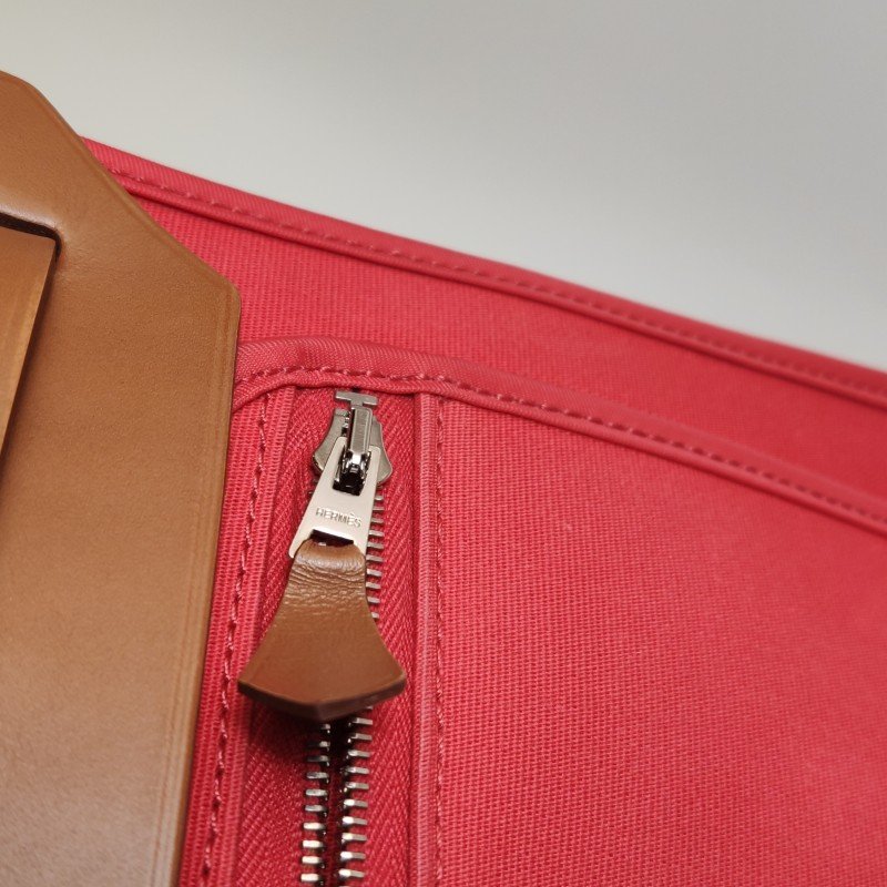 Hermes Herbag31馬鞍釘鎖釦子母包斜挎單肩包Hunter牛皮帆布銀扣粉色棕色C刻-14