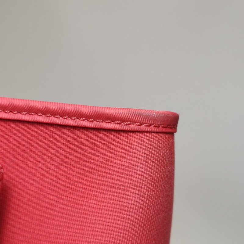 Hermes Herbag31馬鞍釘鎖釦子母包斜挎單肩包Hunter牛皮帆布銀扣粉色棕色C刻-20