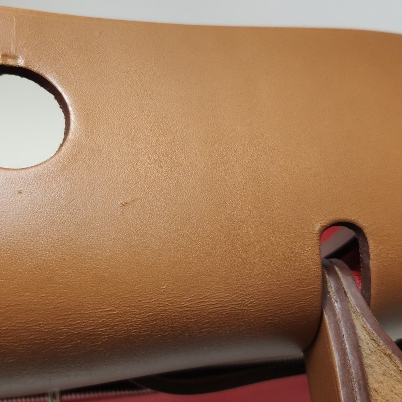 Hermes Herbag31馬鞍釘鎖釦子母包斜挎單肩包Hunter牛皮帆布銀扣粉色棕色C刻-24