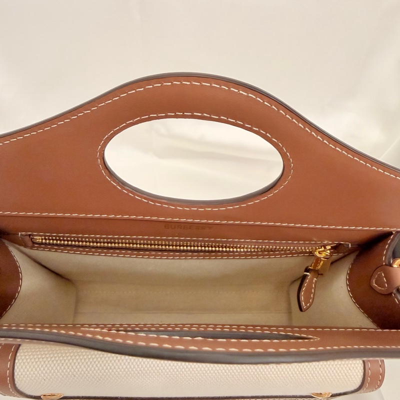 Burberry 牛皮拼帆布 mini pocket斜背包-23
