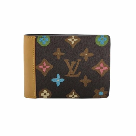 Louis Vuitton (LV) Tyler聯名款Multiple牛皮拼色老花對折錢包晶片款