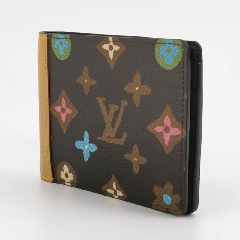 Louis Vuitton (LV) Tyler聯名款Multiple牛皮拼色老花對折錢包晶片款-1