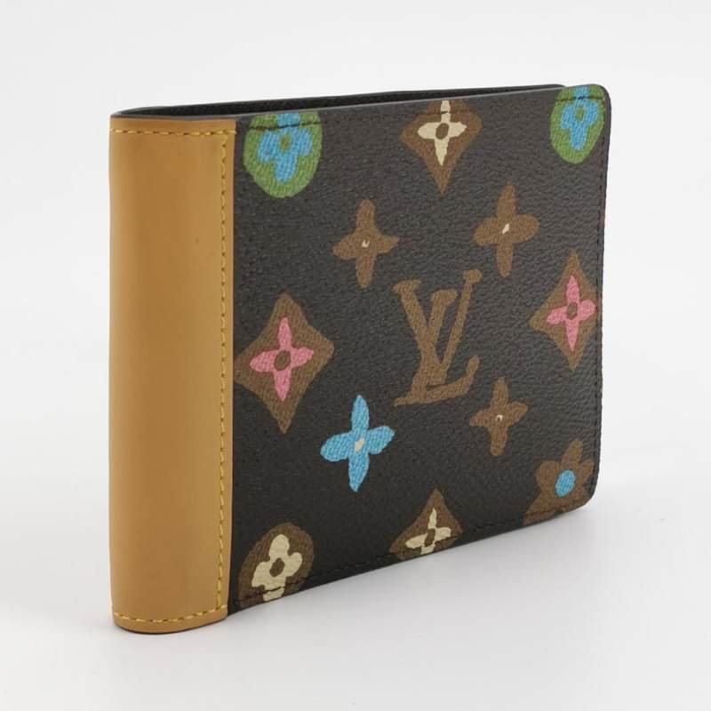 Louis Vuitton (LV) Tyler聯名款Multiple牛皮拼色老花對折錢包晶片款-2