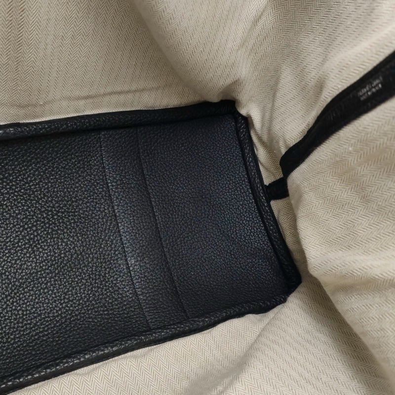Hermes Garden Party花園包36按扣手提包Negonda牛皮銀扣89黑色框O刻-10