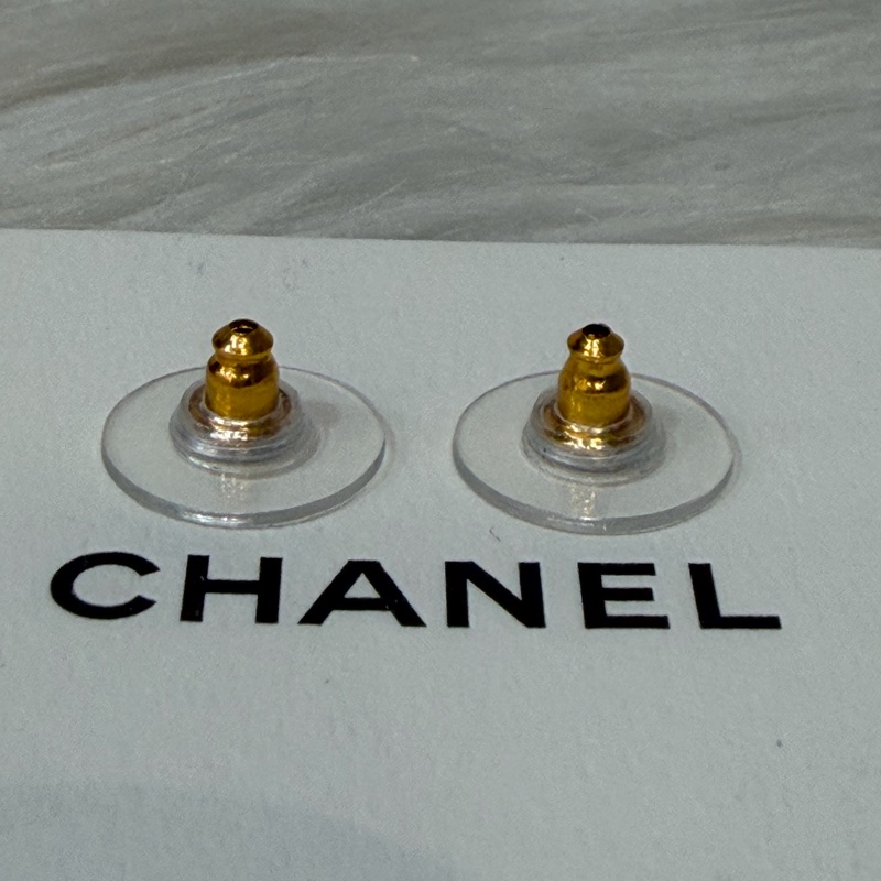CHANEL 金色雙C金幣紋 吉他彈片撥片PICK LOGO 垂吊式 耳環 VINTAGE老香風-6