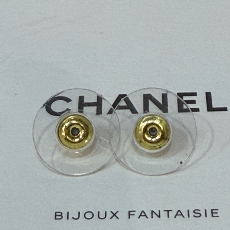 CHANEL A86504 香奈兒金色雙C 雙層雙排水鑽 LOGO 小香立體螺旋 耳環 耳針-4