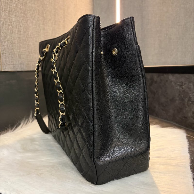 CHANEL 荔枝牛皮肩背包 黑色 晶片款-3