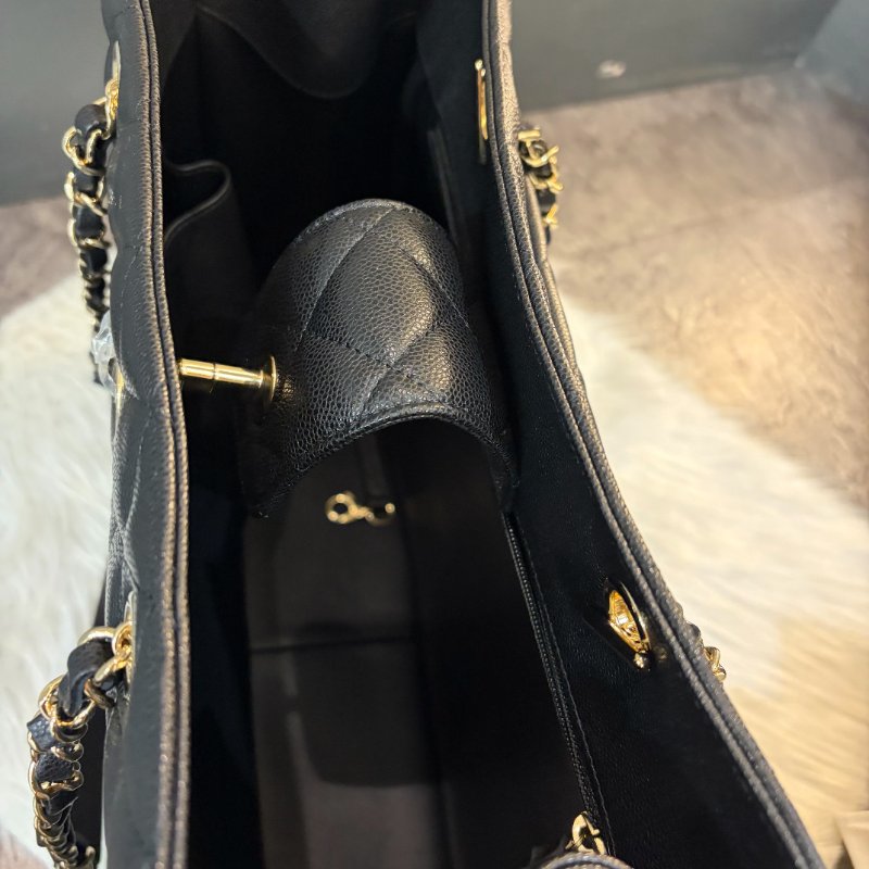 CHANEL 荔枝牛皮肩背包 黑色 晶片款-4
