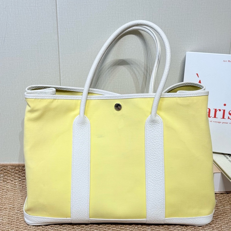 Hermes 愛馬仕Garden party 花園30 嫩芽綠拼白 框R刻-0